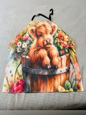 Highland Cow Calf Floral Apron